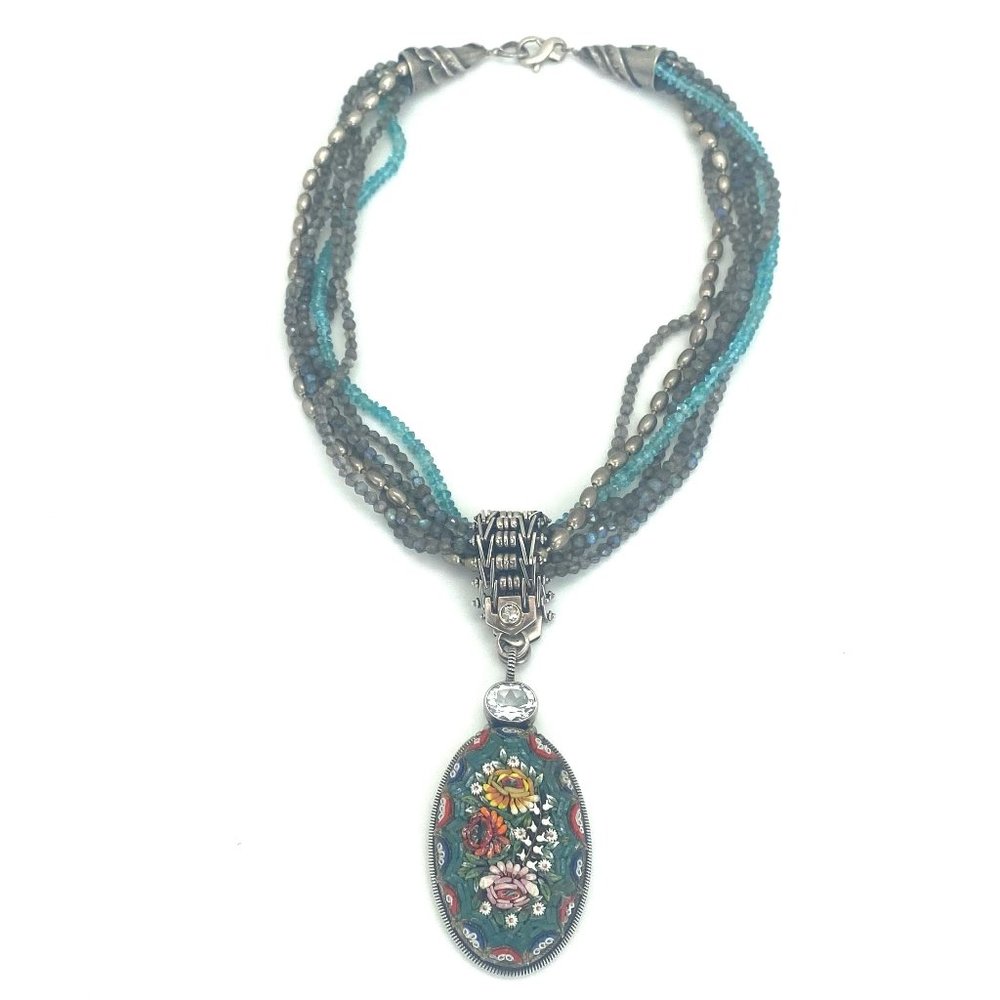 Vintage one of a Kind Micro Mosaic Necklace by Mars & Valentine